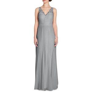 NWT WEDDINGTON WAY Grey SLEEVELESS V-NECK BRIDESMAID DRESS  -  sz2